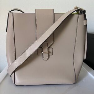 Banana Republic Beige Leather Bucket Crossbody Bag